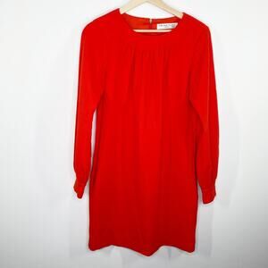 Trina Turk Florinda Red Orange Long Sleeve Shift Dress Women's Size 6-8 SEE DET